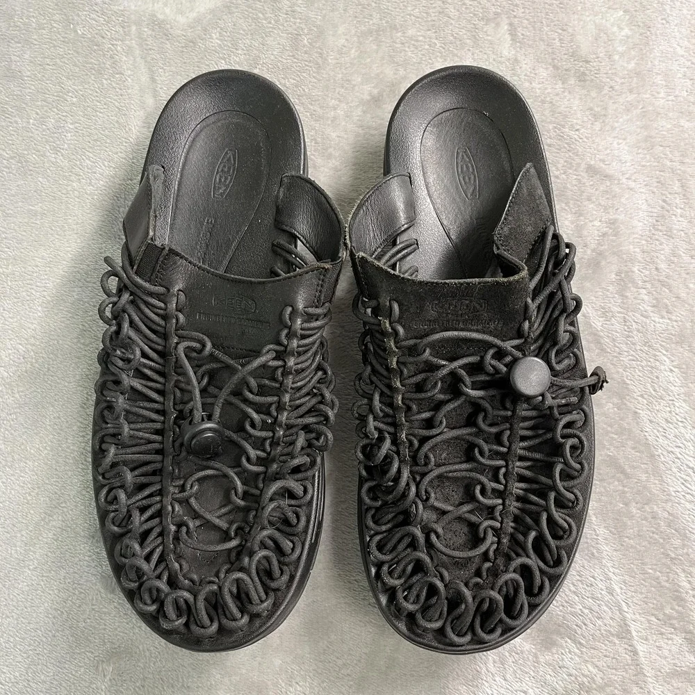 Keen Uneek Slide Shoes Size 10 Black Leather Sandals Engineered Garments